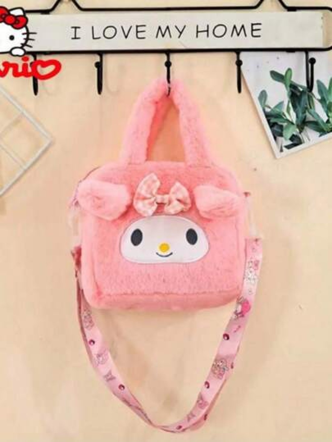 Sanrio Sanrio 1pc Cute Cartoon Character Plush Hand Bag Adjustable 3D Handle Tote Bag For Girls Themed Anime Design Travel Storage Pouch With Soft Padding Strap For Travel Storage Bag Makeup Bag Cosme
