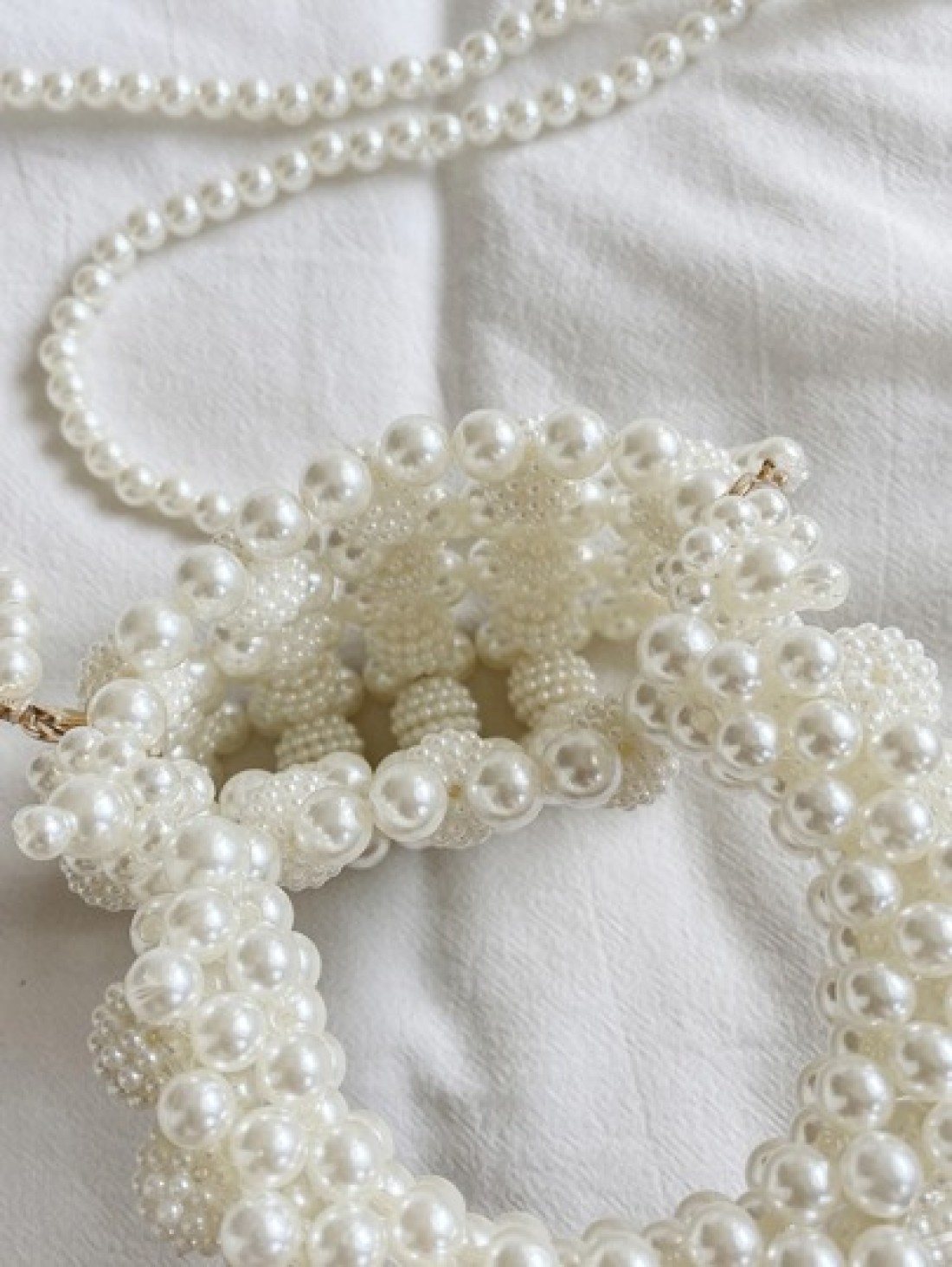 Girls Faux Pearl Beaded Square Bag