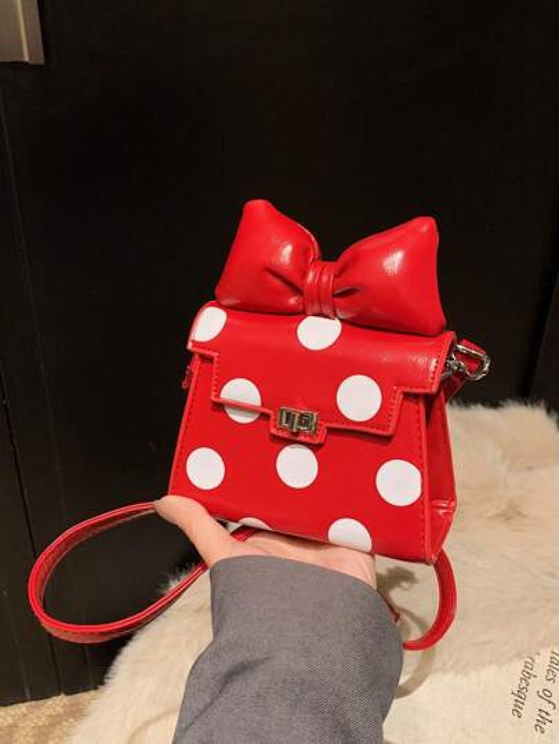 1pc Fashionable And Cute Polka Dot Kelly French Retro High End One Shoulder Crossbody Handheld Mini Lipstick Bag Children s Bag With A Fashionable And Exquisite Polka Dot Shape Of The Small Square Bag