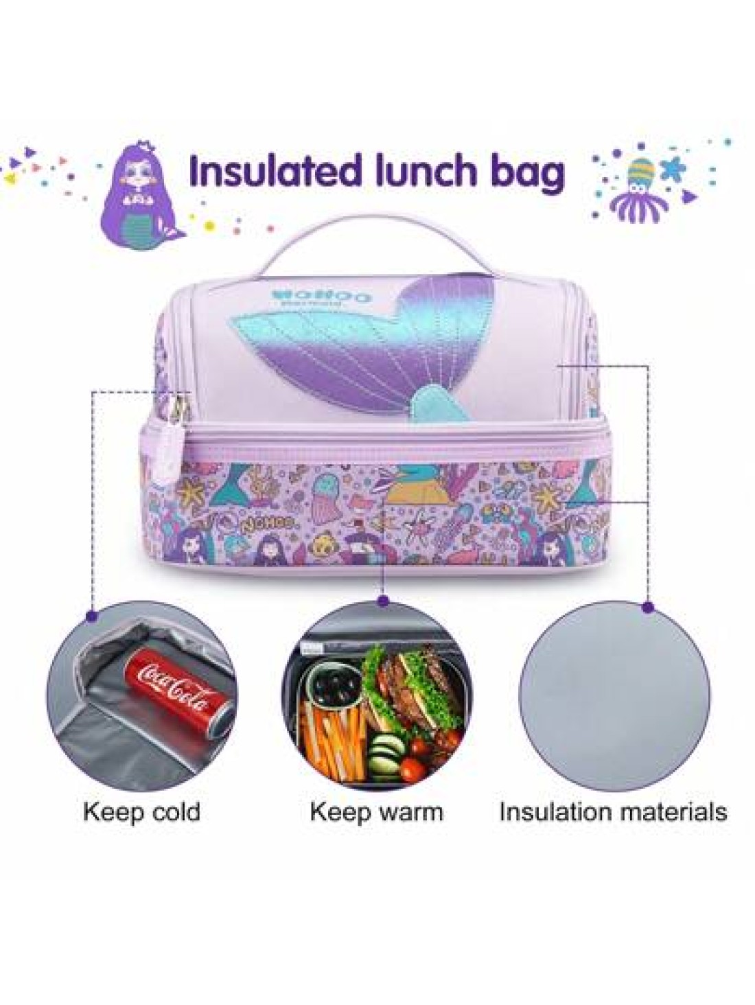 Super Powerful Girls Essentials 1pc Cartoon Animal Design Lunch Bag Girl Insulated Bento Box Double Layer Compartment Handbag Can Hold Hot Cold Food Inner Layer Keeps Warm Fresh Cool Large Capacity Od