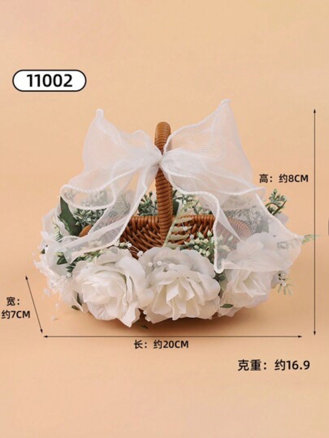 1pc Beautiful Bowknot Ribbon Flower Girl Basket For Wedding Woven Flower Girl Petal Toss Basket