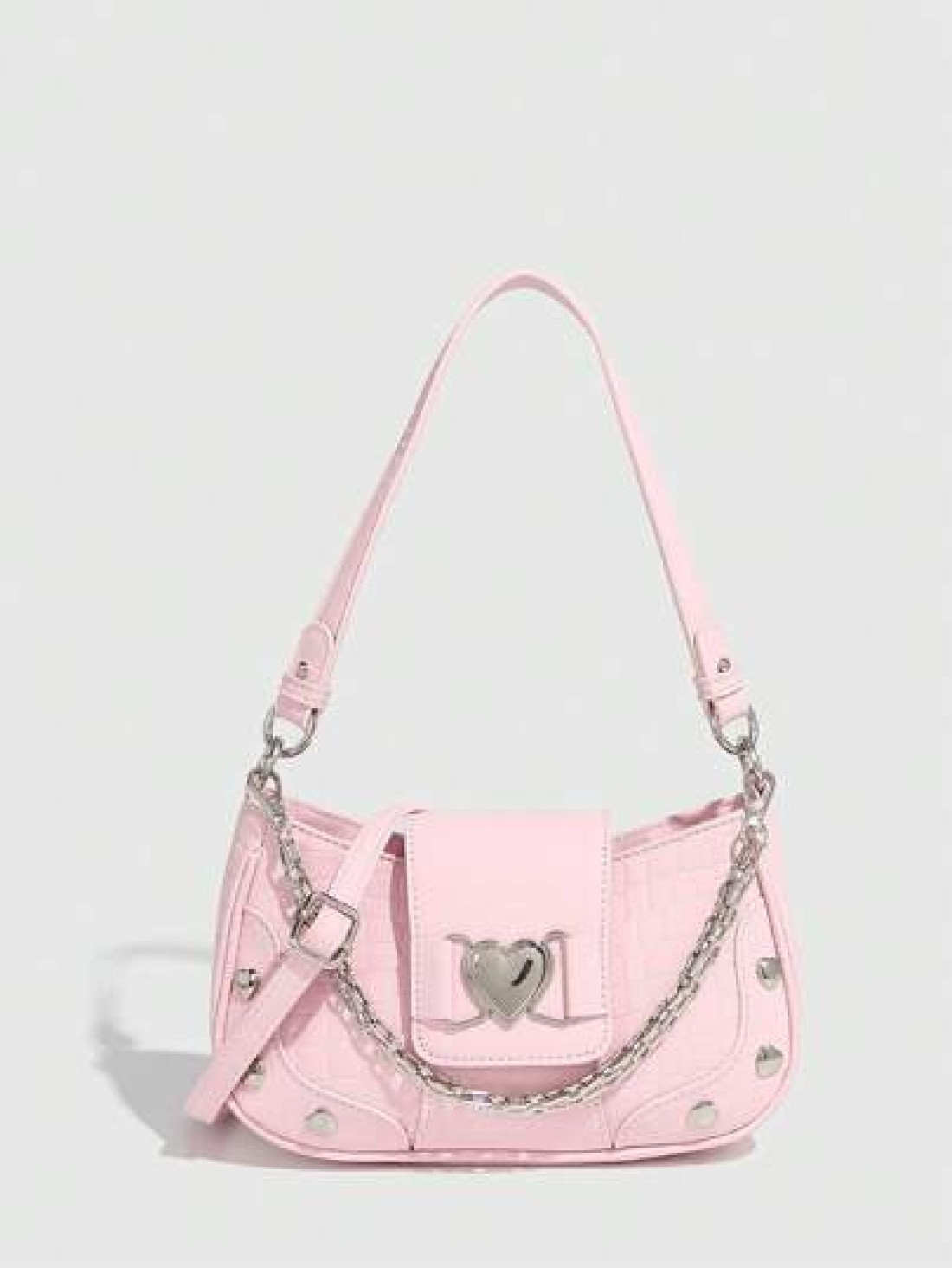 Fashion Y2k Style Women Shoulder Bag With Three Straps Water Resistant Handheld Or Cross Body PU Leather Bag Casual Love Shaped Bag For Various Occasions Including Females Girls Students Young Profess