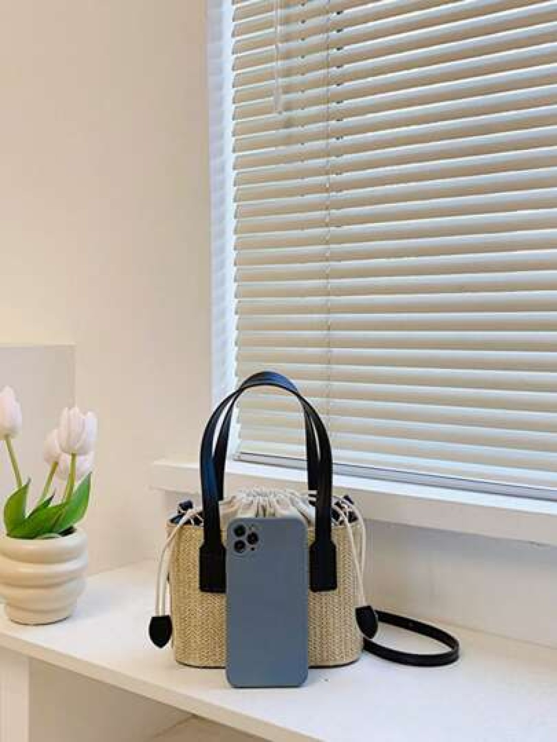 Woven Straw Shoulder Bag For Girl Simple Minimalist Casual Small Square Crossbody Bag