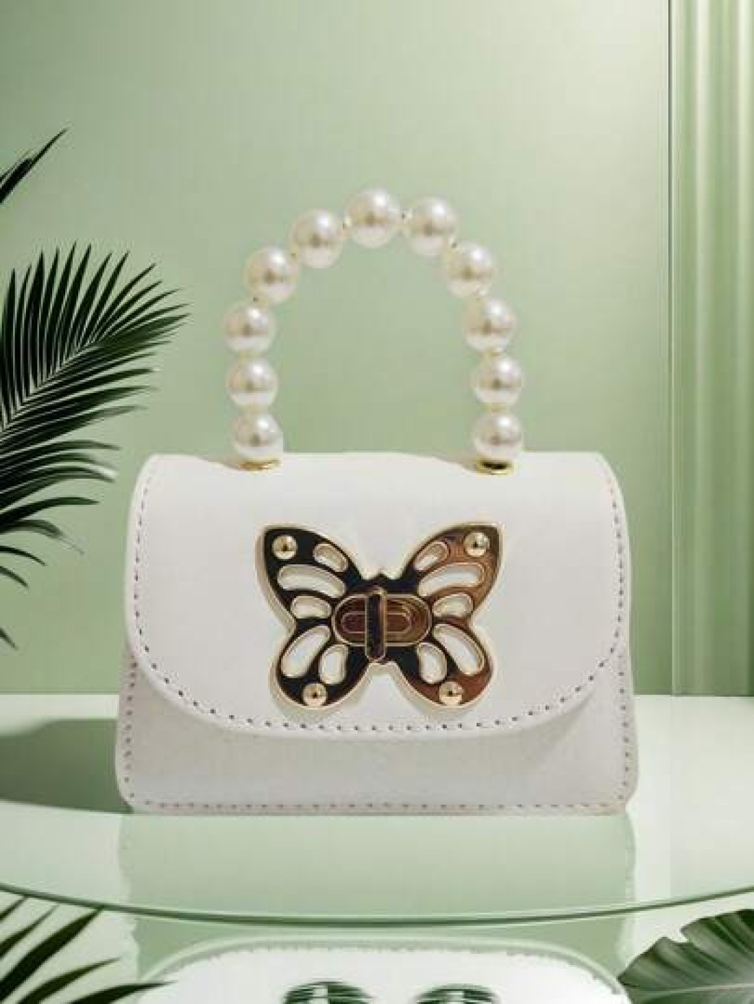 Children s Fashion New Butterfly Pearl Handbag Holiday Gift PU Leather Butterfly Lock Stylish Pouch Princess Mini Wallet Purse For Girls