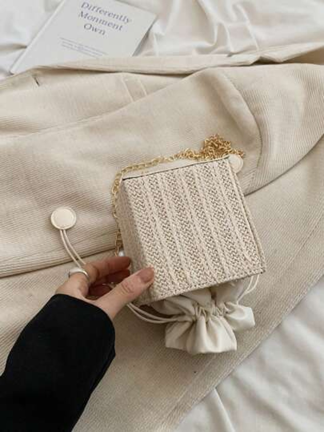 Woven Pearl Mini Handbag Fashion Chain Shoulder Crossbody Bag For Girls