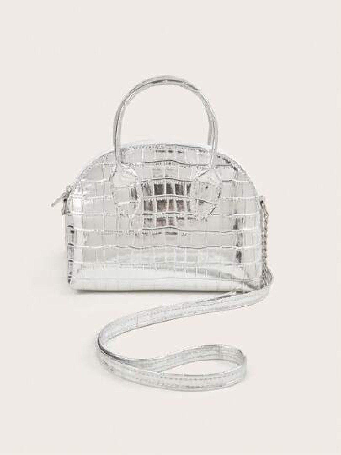 1pc Girls Crocodile Grain PU Shell Handbag Minimalist Chain Shoulder Crossbody Bag