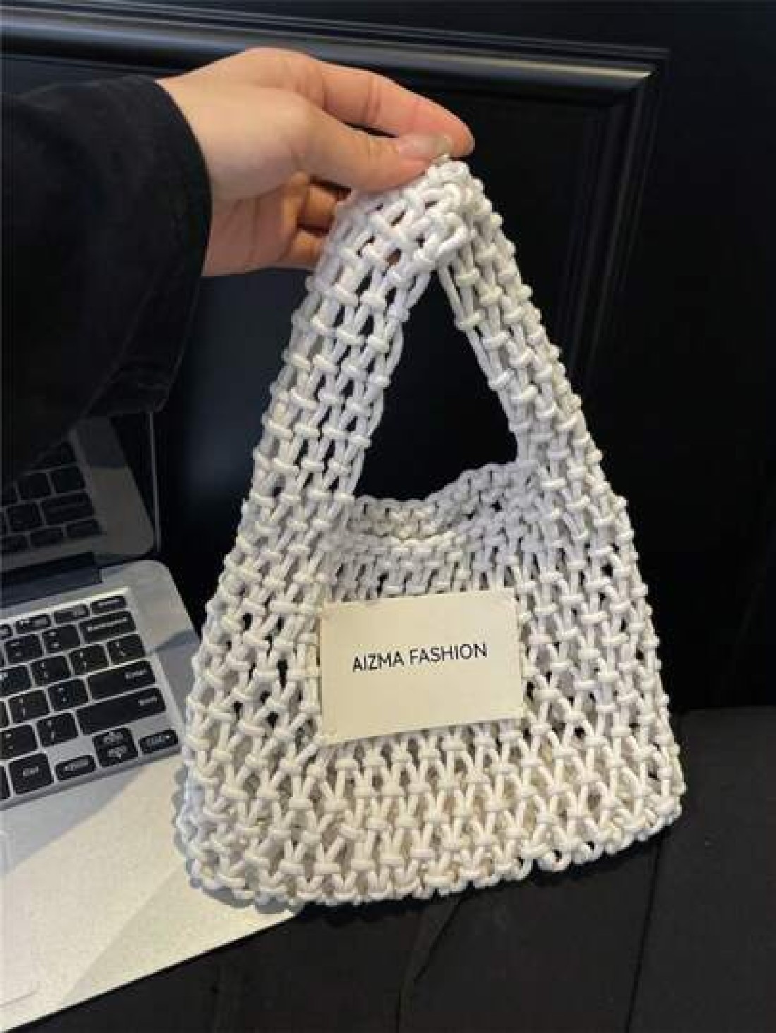 1pc Mini Handbag Nylon Open Closure Summer Hollow Woven Girl S Bag Handbag Seaside Small Mobile Phone Bag Comfortable Suitable For Daily Outings Travel Is A Perfect Gift For Girls