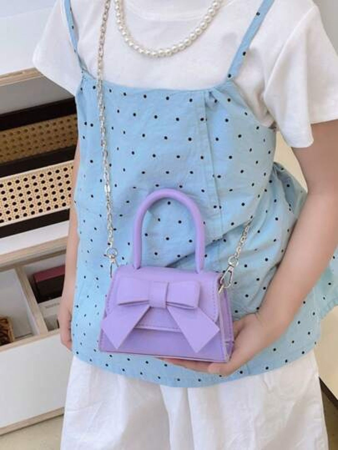 1pc Fashion Girl s Mini Handbag Butterfly Decor Shoulder Bag With Snap Closure Suitable For Outings Parties Shopping Cute As Cosmetic Bag