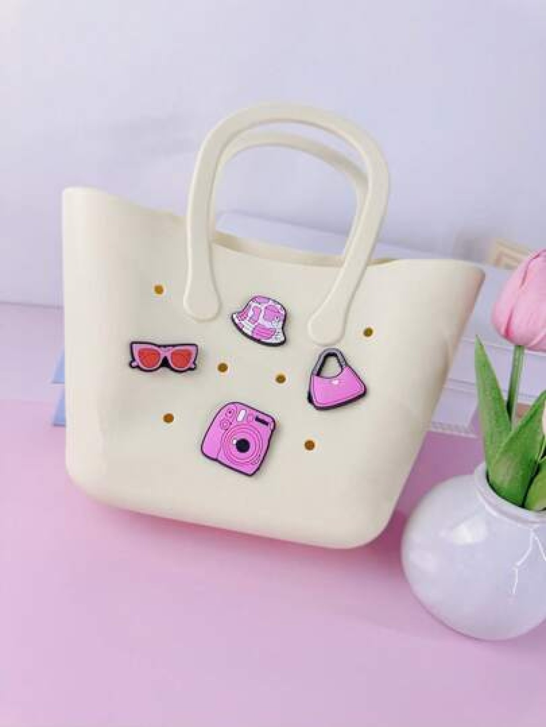 1pc Children s New Solid Color Letter Detachable Silicone DIY Handbag