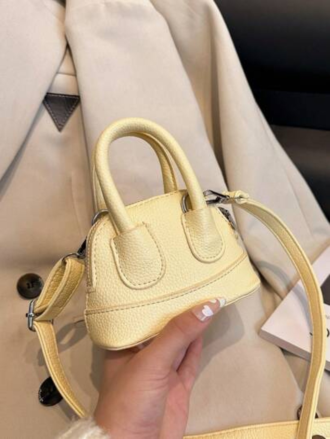 1pc Ins Fashion Girl s Bag 2025 New Cute Candy Color Mini Shell Bag Litchi Pattern Pu Messenger Bag Suitable For Daily Use