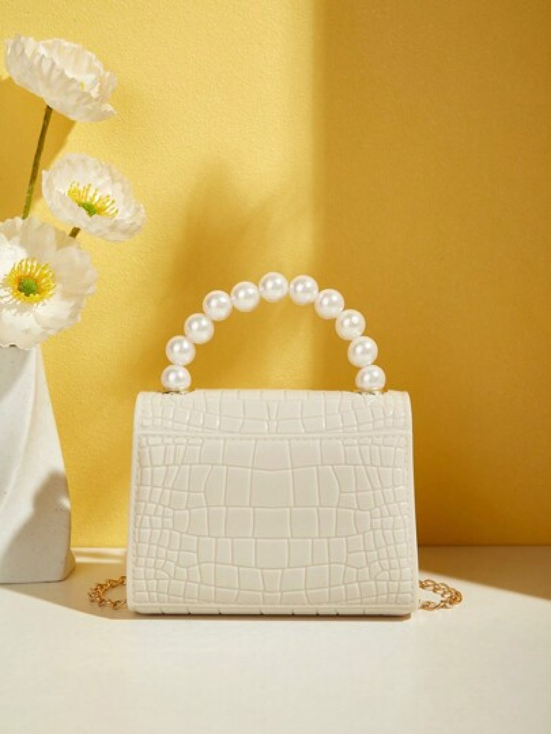 Gift Worthy Faux Pearl Decor Handheld Bag Mini Cute Crossbody Bag