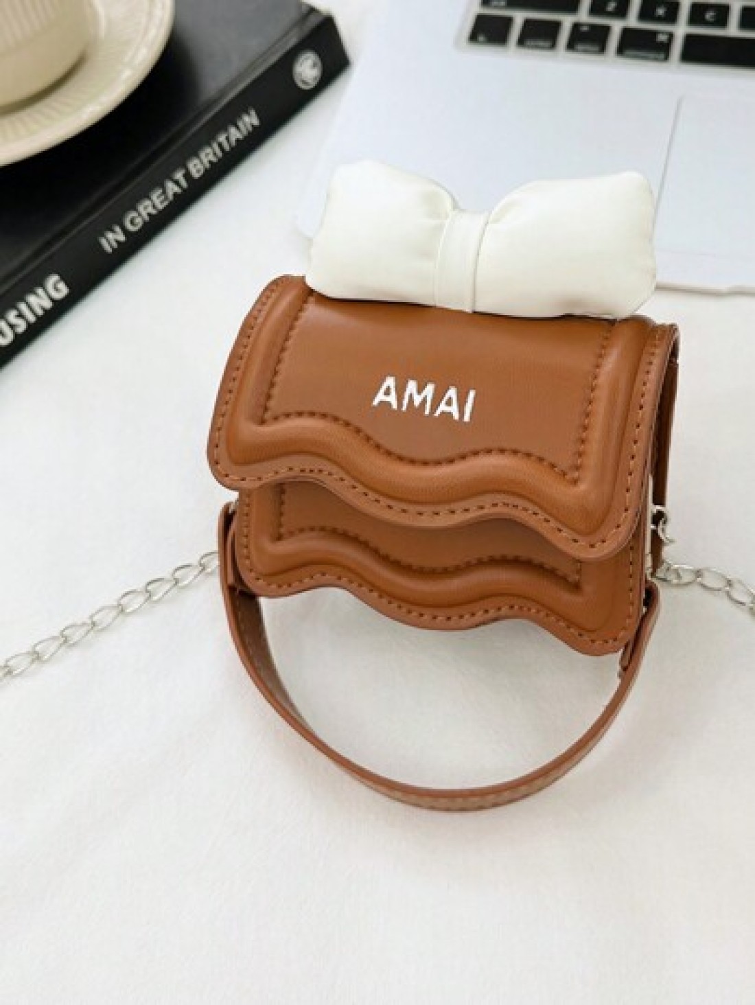 Children s Fashionable Mini Shoulder Bag With Bow Knot Decoration And Chain Strap Crossbody Bag