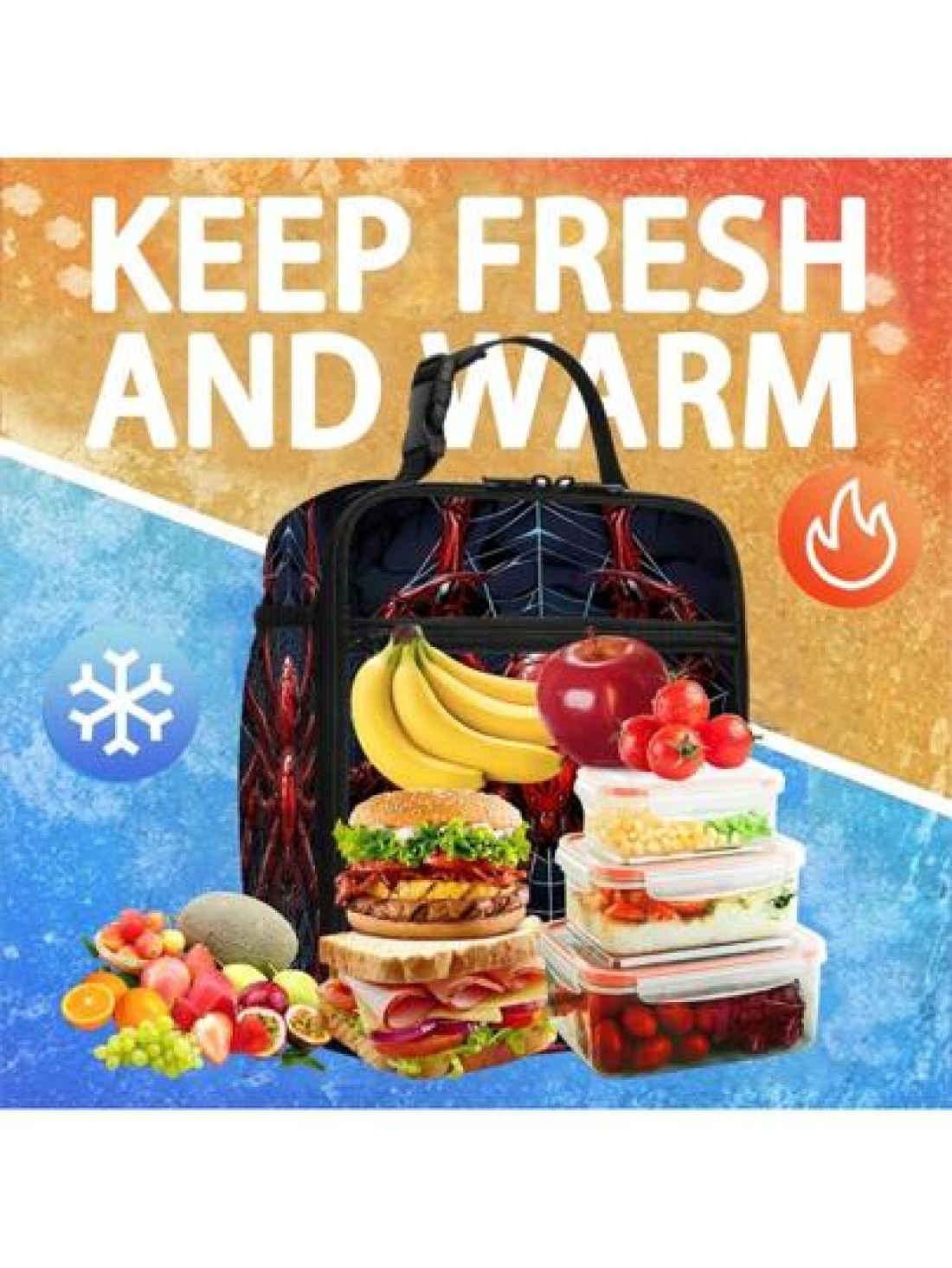 Spider Print Lunch Bag Insulated Tote Bag Portable Carry On Bag Tote Ice Bag Lunch Bag Multifunctional Lunch Box Bag For Work Travel Picnic