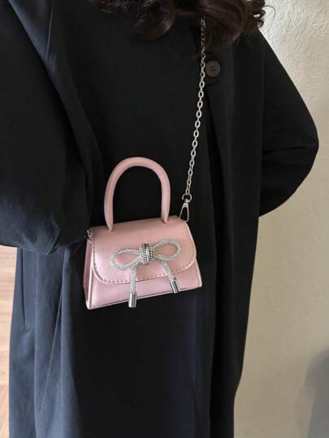 1pc Children s Solid Color Pu Handbag With Bowknot Detail Simple And Fashionable Can Be Used As Handbag Or Crossbody Bag
