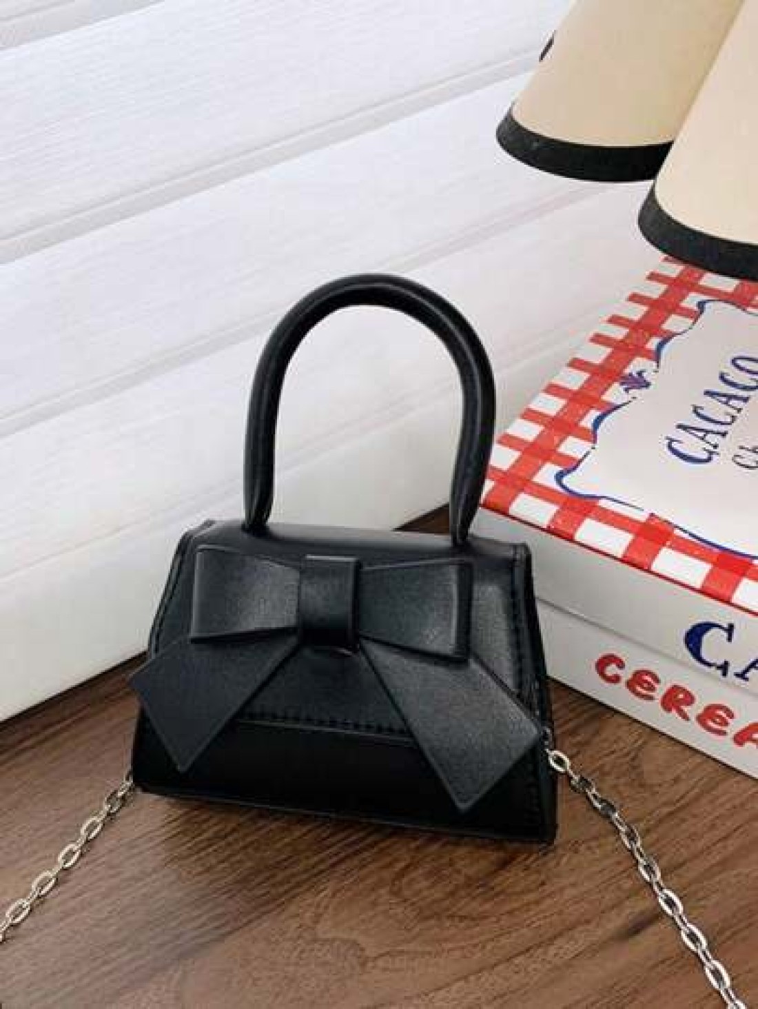 1pc Pu Magnet Closure Mini Fashion Cartoon Cute Sweet Bow Handbag Niche Design For Going Out To Play Change Lipstick Bag Korean Highly Attractive Chain Shoulder Messenger Bag Suitable For Going Out Sc