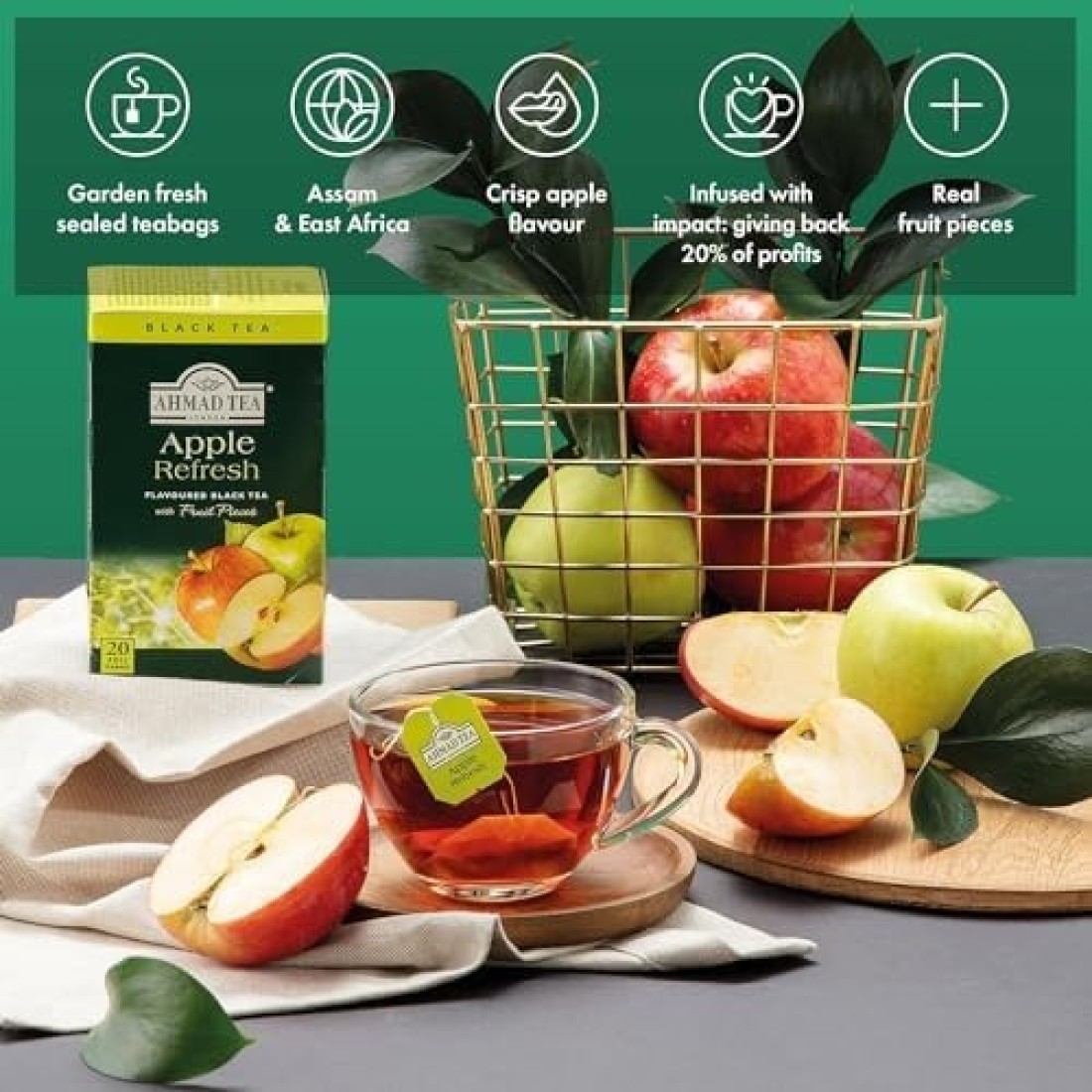 AHMAD TEA TEA BAG APPLE REFRESH 20X2G