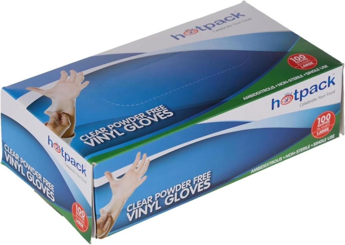 Hotpack-Powder Free Vinyl Gloves  - S/M/L-100Pcs