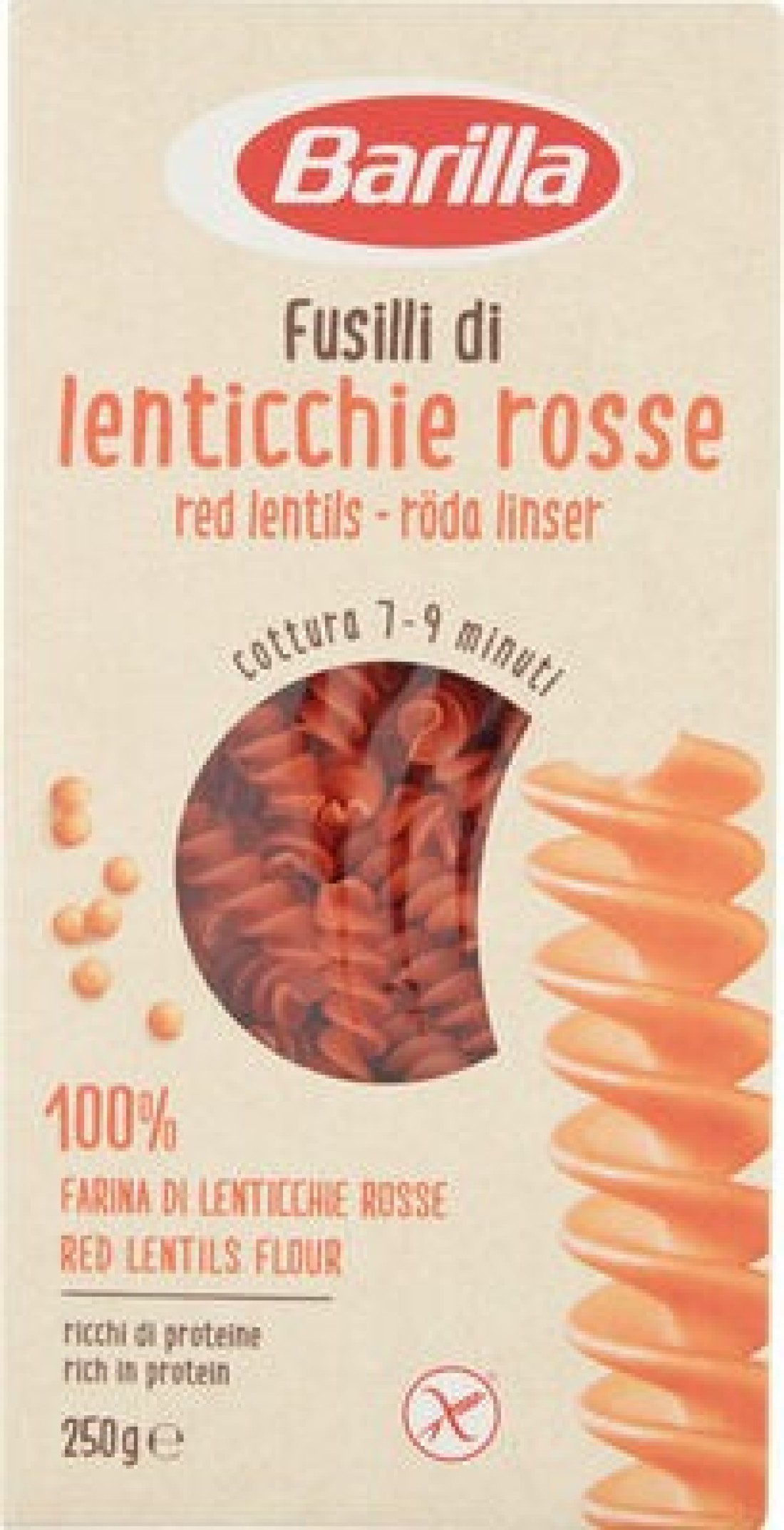 Barilla Fusilli Red Lentil 250gm