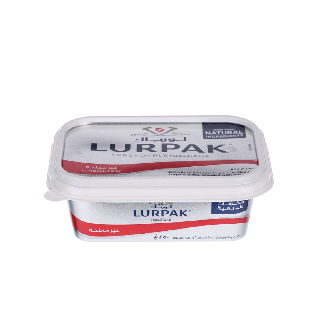LURPAK SPREADABLE BUTTER UNSALTED CUP 250GM