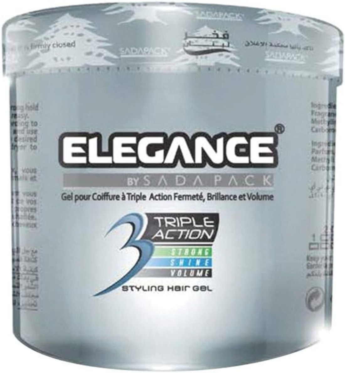 Elegance Triple Action Hair Gel - Silver, 1000ml | Strong Hold, Glossy Finish, Flexible Styling