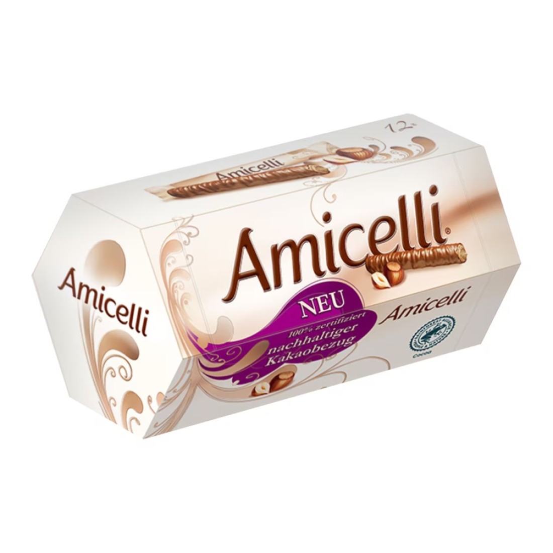 Amicelli Hazelnut Creme Filling Milk Chocolate Wafer Rolls, 150g