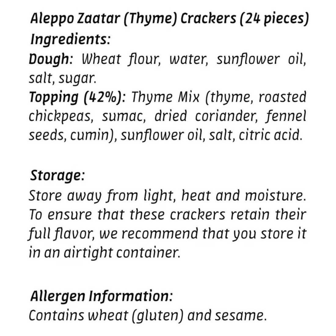 Teta&#39;s Recipe The Aleppo Zaatar Crackers 120g