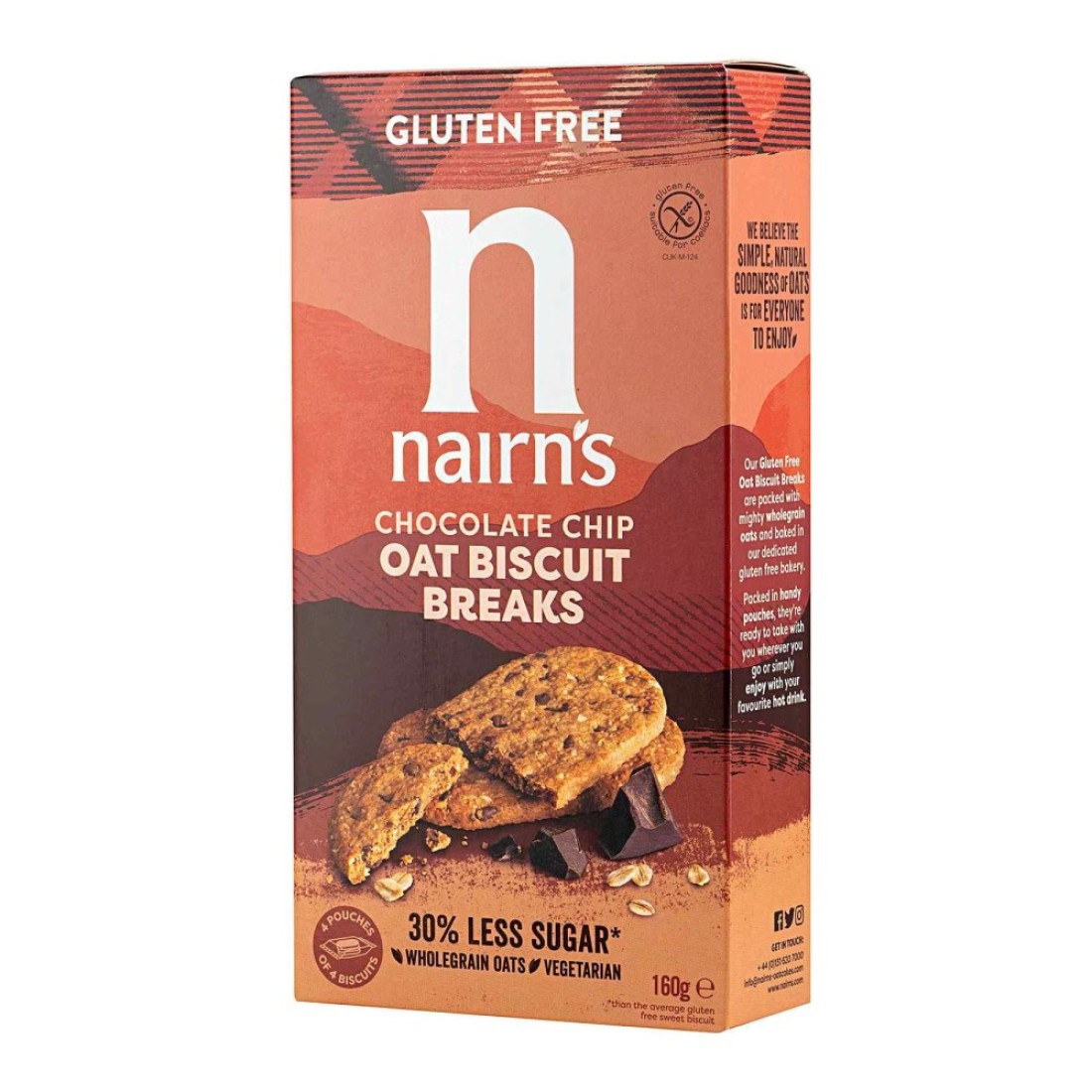 Nairns Gluten Free Oats And Chocolate Chip Biscuits Breaks 160g