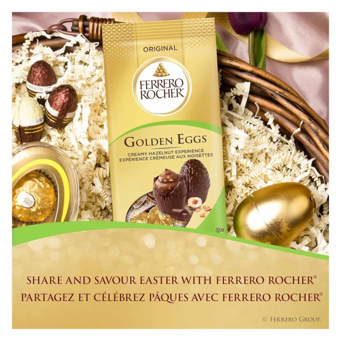 Ferrero Rocher Creamy Hazelnut Milk Chocolate Golden Eggs, 90g