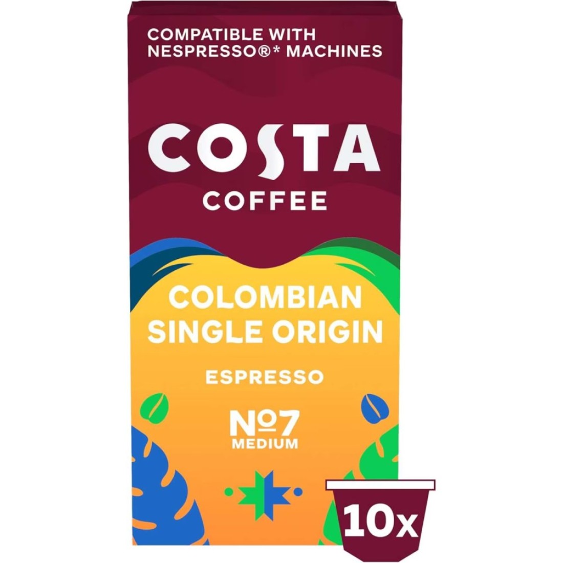 Costa Coffee Bold Colombian Single Origin Espresso Coffee 10 Capsules