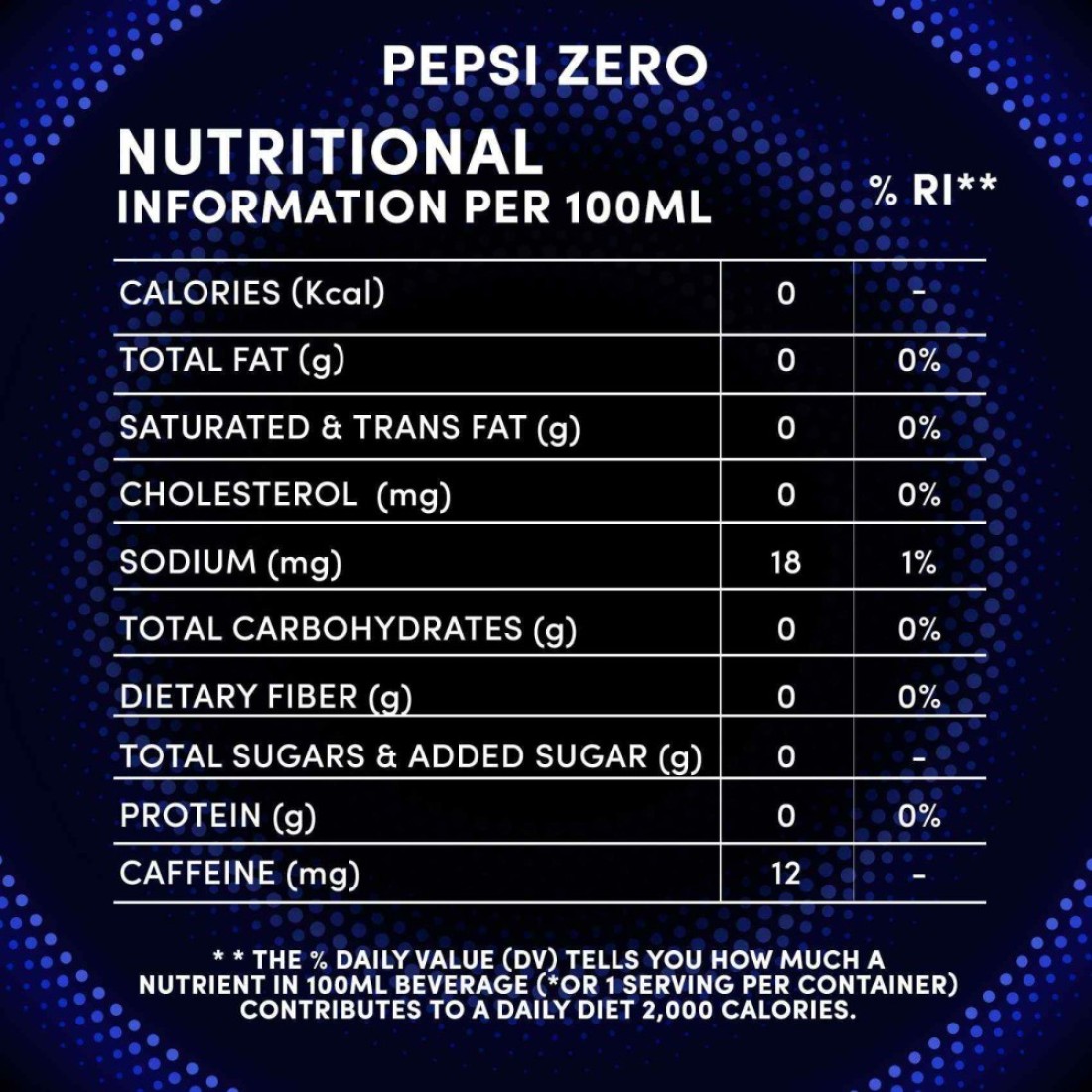 Pepsi Zero Cola Beverage Cans 155ml Pack of 15