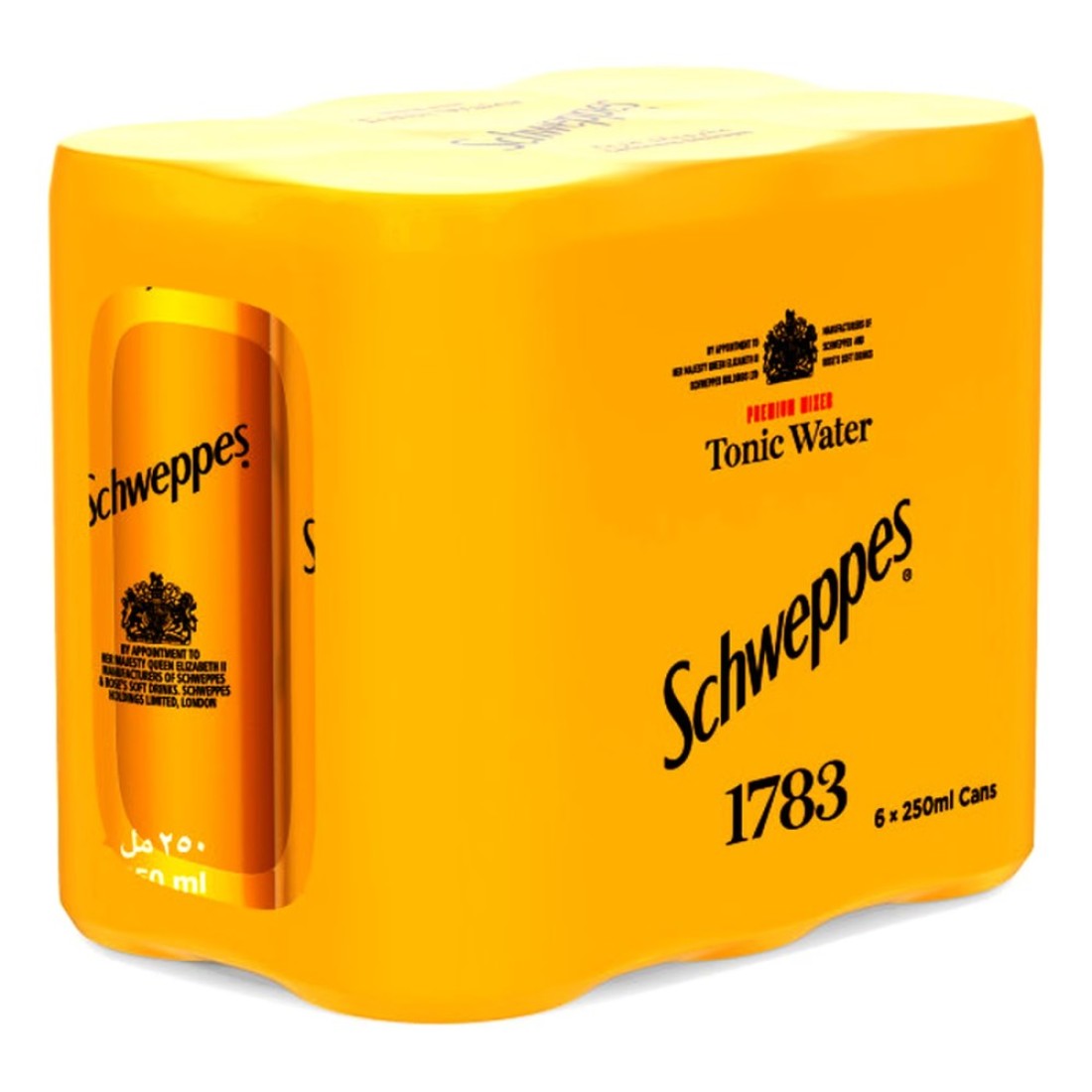 Schweppes Tonic Water Carbonated Drink Can 250ml Pack of 6
