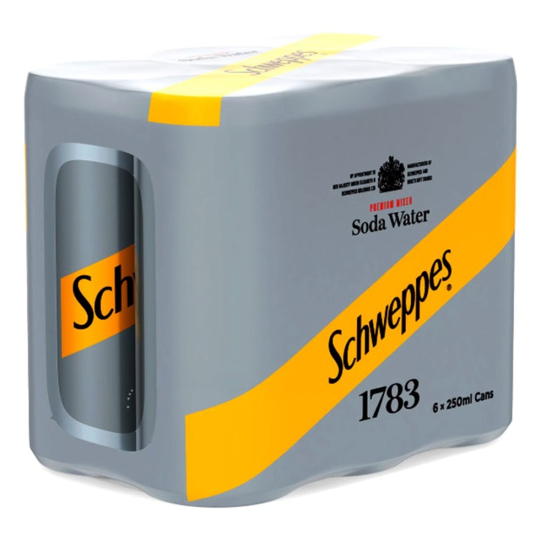 Schweppes Soda Water Carbonated Drink Can 250ml Pack of 6