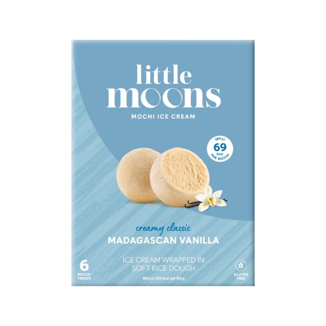 Little Moons Madagascan Vanilla Soft Mochi And Gelato Ice Cream 32g Pack of 6