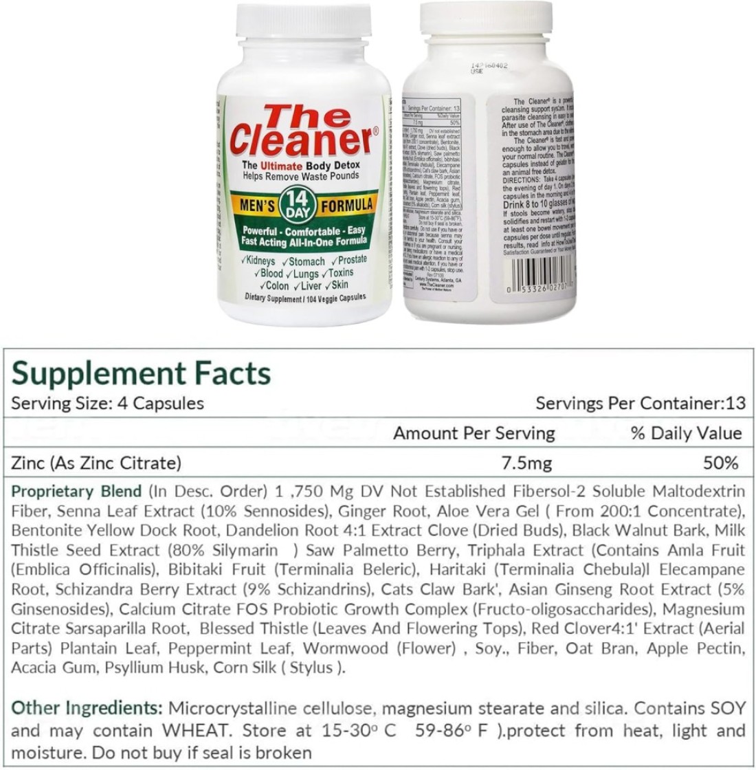Century Systems The Cleaner 14Day Men&#39;s Formula Ultimate Body Detox (104 Capsules)