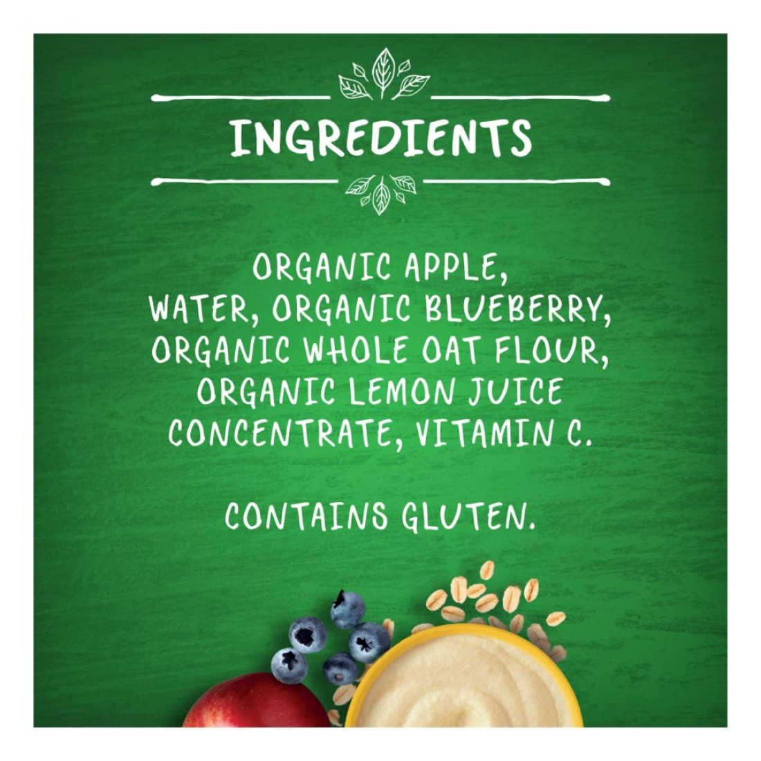 Gerber Organic Fruits and Cereals with Apple, Blueberry and Oats, 110g