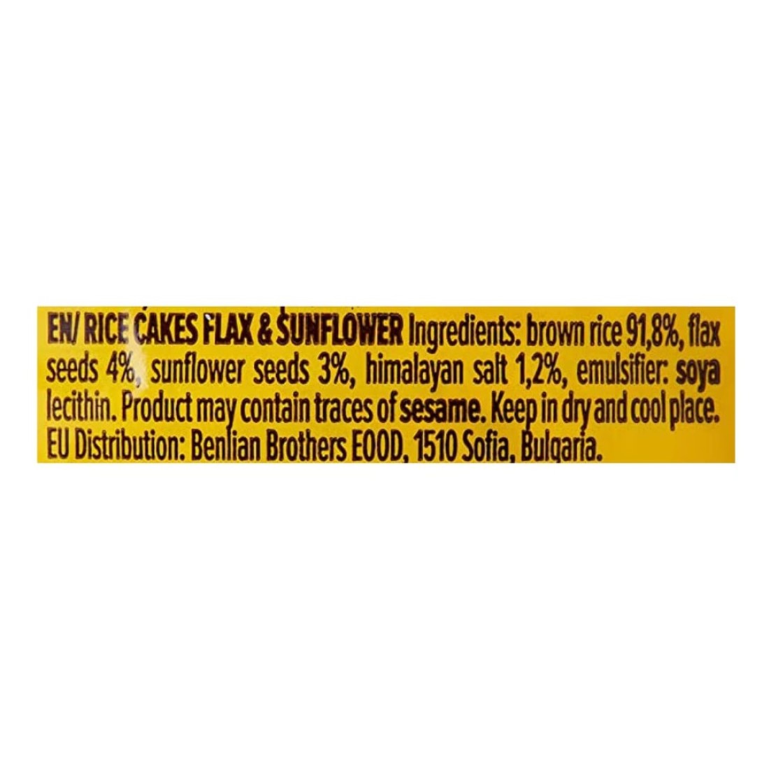 Benlian Gluten-Free Flax And Sunflower Rice Cakes 100g