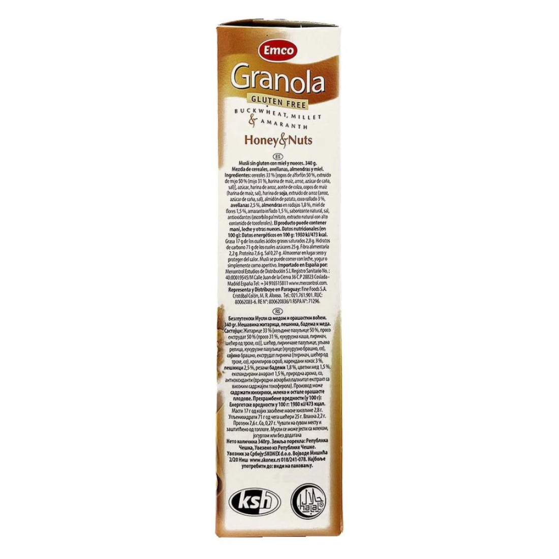 Emco Gluten-Free Honey Nuts Granola 340g