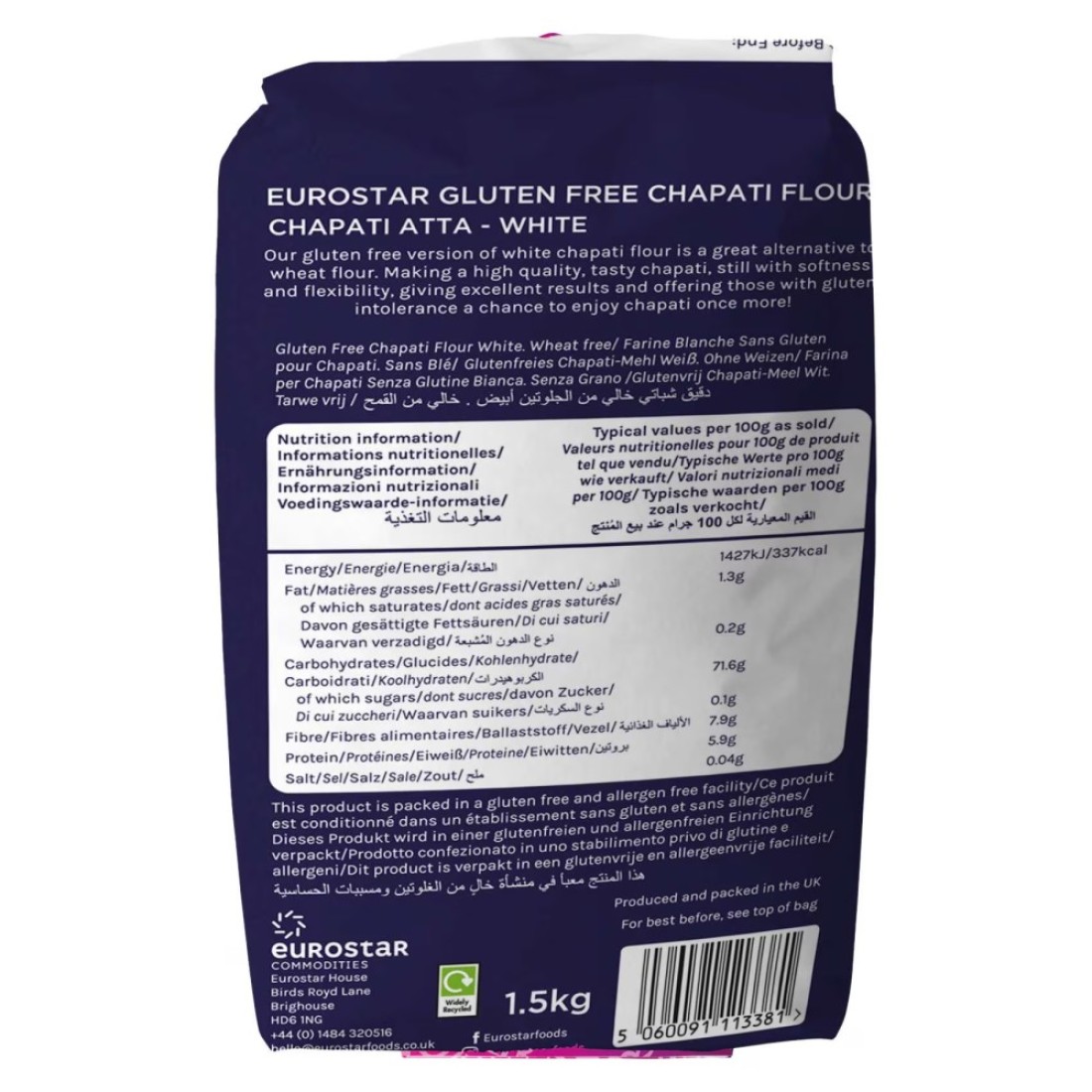 Eurostar Gluten-Free White Chapatti Flour 1.5kg