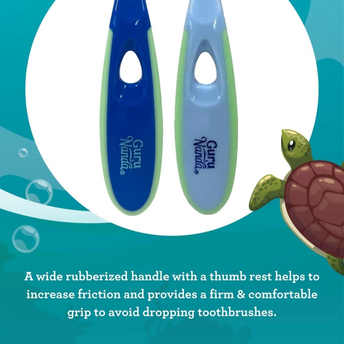 GuruNanda Butter on Gums Toddler Toothbrush with Sand Timer Extra Soft Bristles for Kids Age 2 Toothbrush with Tongue Cleaner Brush Cap 2 Pack