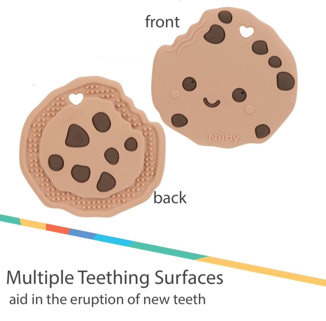 Nuby All Silicone Chocolate Chip Cookie Teether 3 Months
