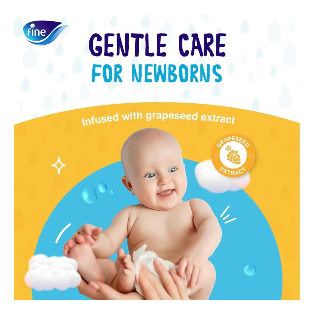 Fine Instant Dry Diaper Pants Large Size 4 9-15kg 44 Pants and Baby Water Wipes 72 Wipes
