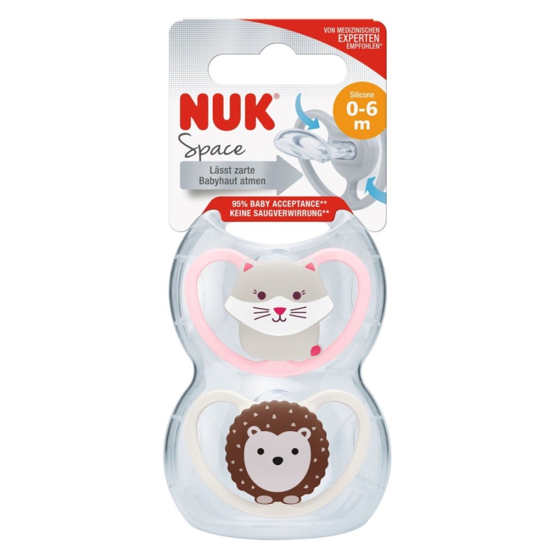 Nuk Space Soother 0-6m SNK713 Multicolour Pack of 2