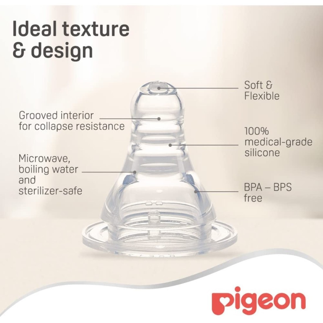 Pigeon SofTouch Peristaltic Plus Silicone Teat 17338 Small Clear 2 PCS
