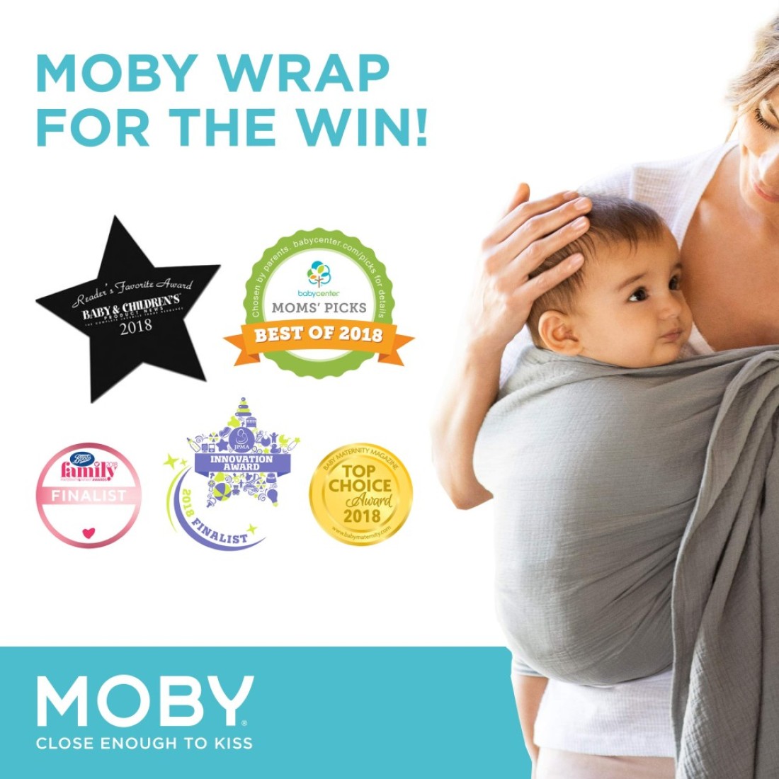 Moby Ring Sling Wrap Carrier HandsFree Versatile Support Wrap for Mothers Fathers and Caregivers Breathable Baby Wrap Carrier for Newborns Infants Toddlers Supports 830 lbs Pewter
