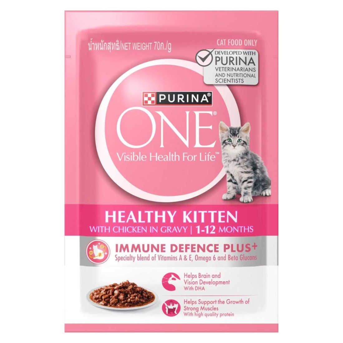 Purina One Healthy with Chicken in Gravy Kitten Wet Food, 85g Pack of 12