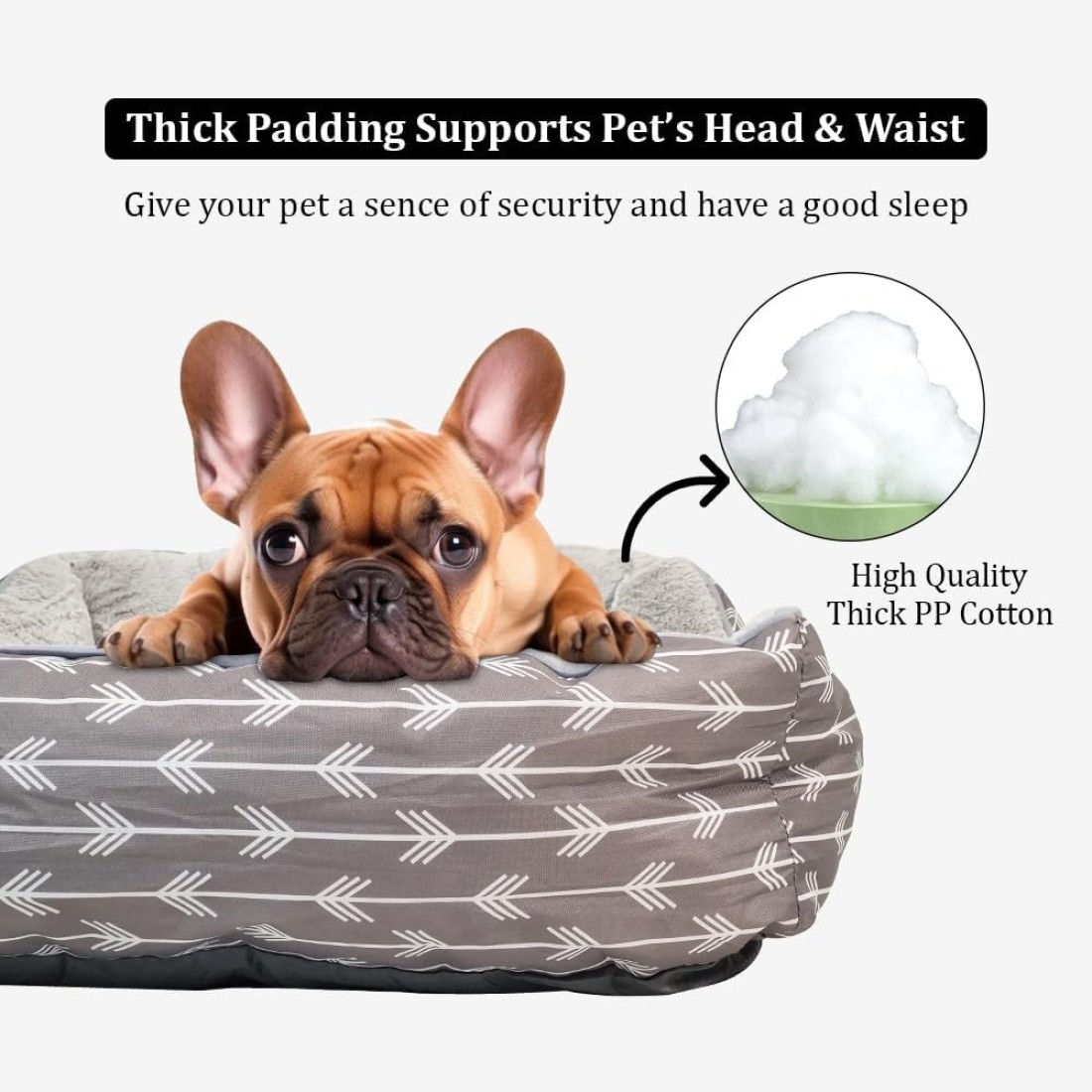 Dog bed for large and medium dogs, Orthopedic pet bed couch with anti-slip bottom, Comfortable and breathable dog bed, Machine washable pet beds 90 cm (Grey)
