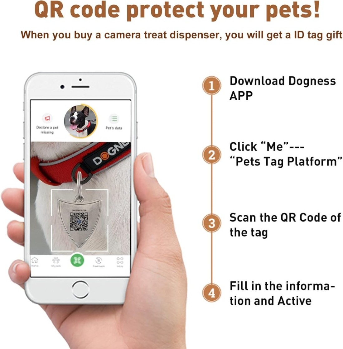 DOGNESS Smart Pet Camera: Dog Camera with Treat Dispenser and Phone App for Pet Viewing, Full HD WiFi Night Vision, Two Way Audio and Video, Cat and Dog Monitor(2.4Ghz Only)
