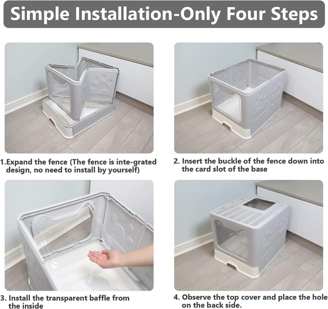 Cat Litter Box with Lid (Grey)