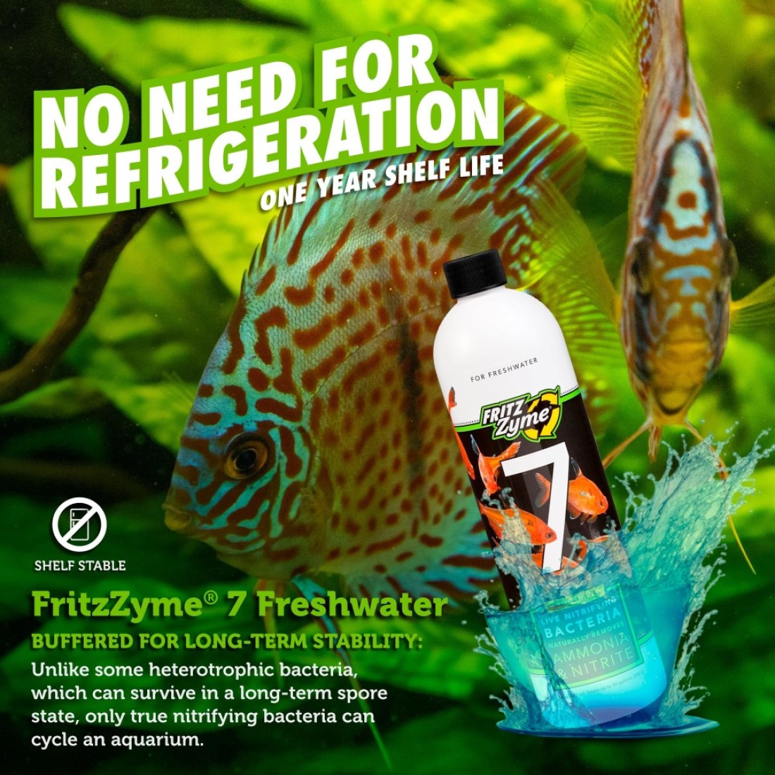 Fritz Aquatics FritzZyme 7 Live Nitrifying Bacteria Naturally Removes Amonia Nitrite for Freshwater Fish 16Ounce