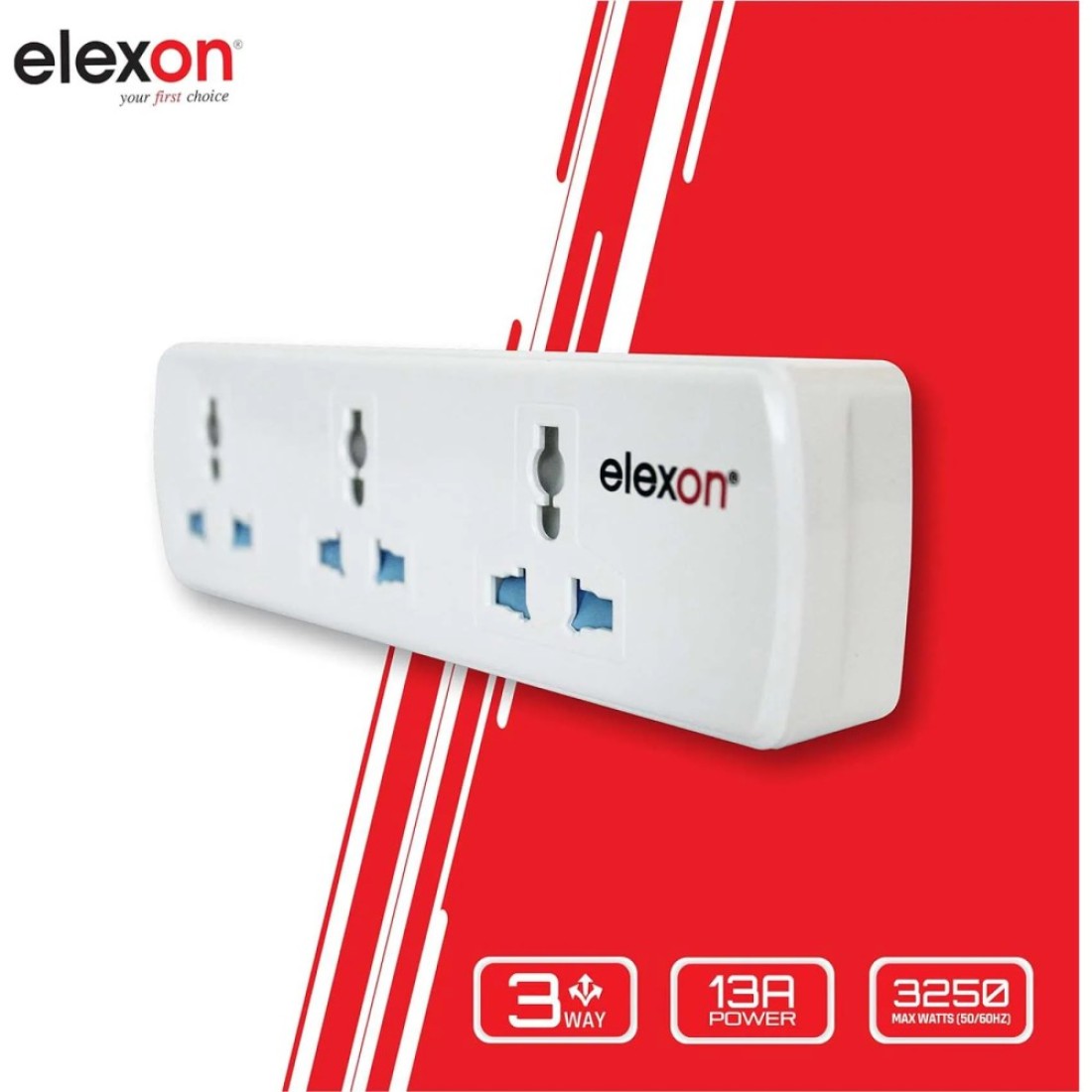 Elexon 3 Way Multi Universal Adaptor Socket White